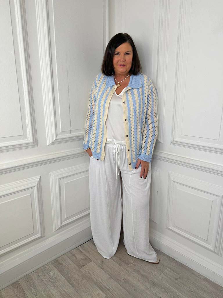 Crochet Shirt Jacket - Powder Blue