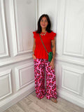 Kitsch Patterned Palazzos - Tomato