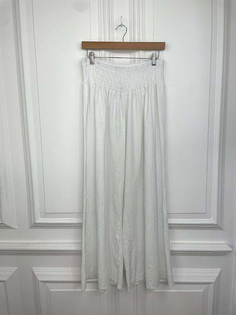 Linen & Cotton Palazzos - White