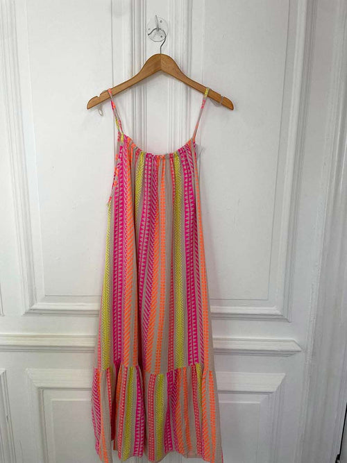 Aztec Peplum Hem Dress - Pink Mix