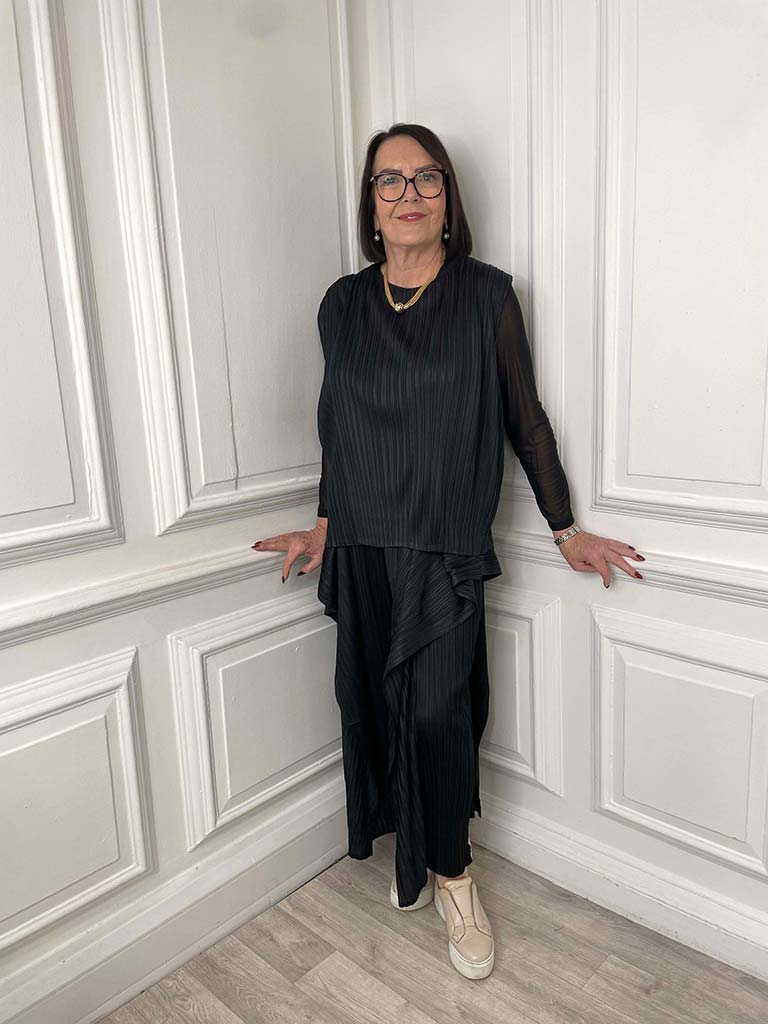 Plissé Co-ord - Black