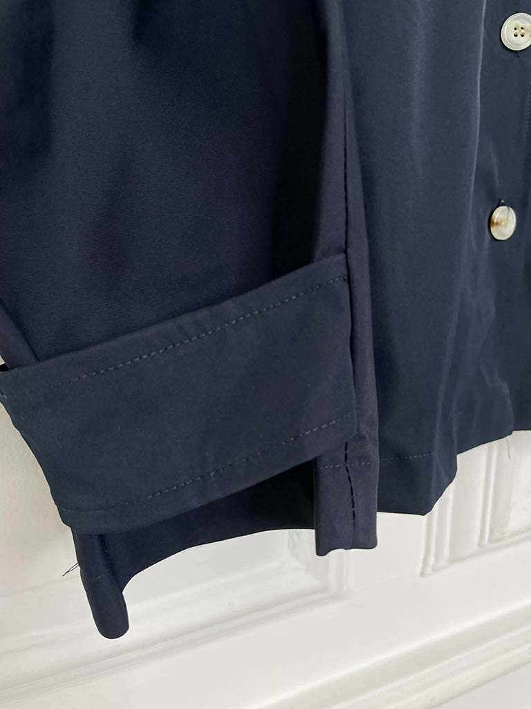 Hooded Tie Neck Jacket - Navy