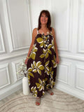 Botanical Escape Jumpsuit - Chocolate