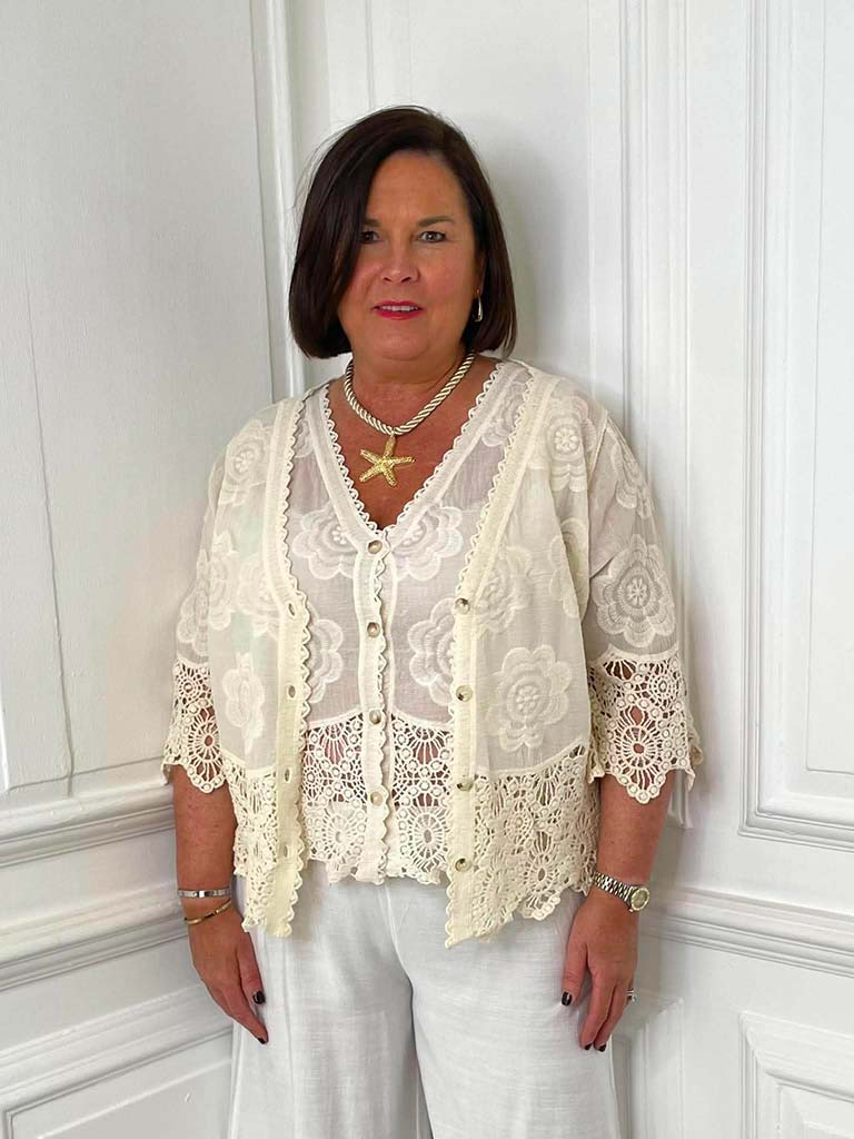 Vintage Crochet Jacket - Parchment