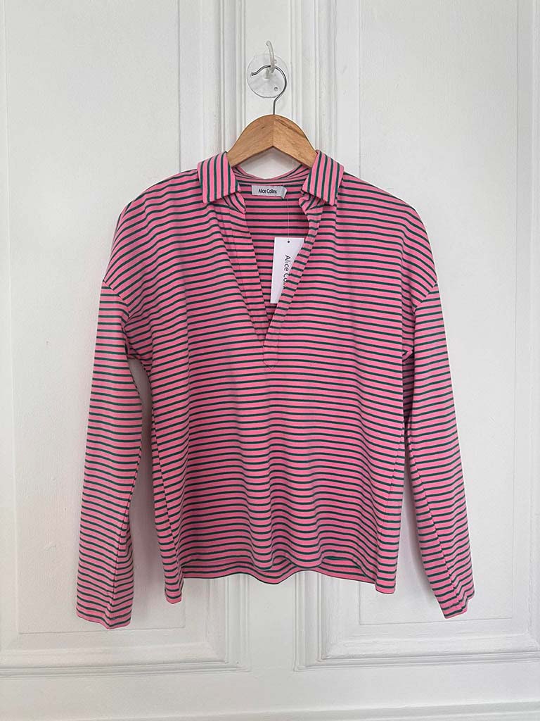Stripe Collared Top - Pink & Jade