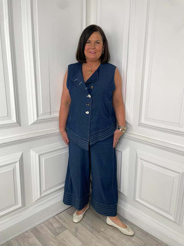 Malissa J Asymmetric Denim Waistcoat