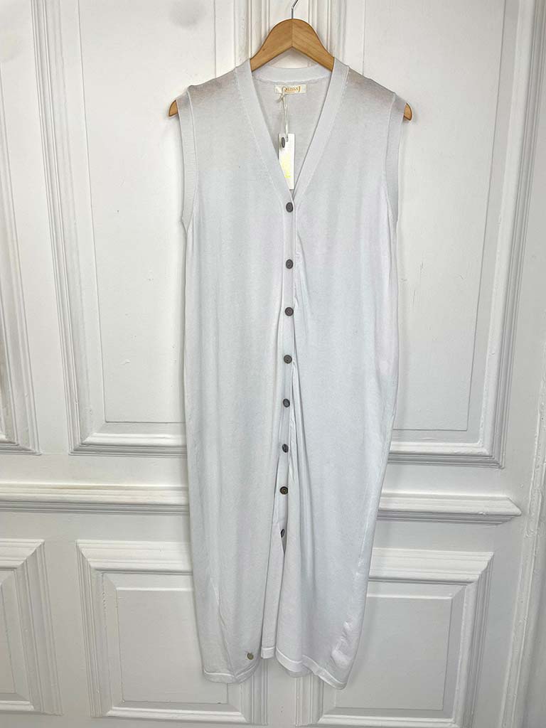 Malissa J Long Knitted Waistcoat - White