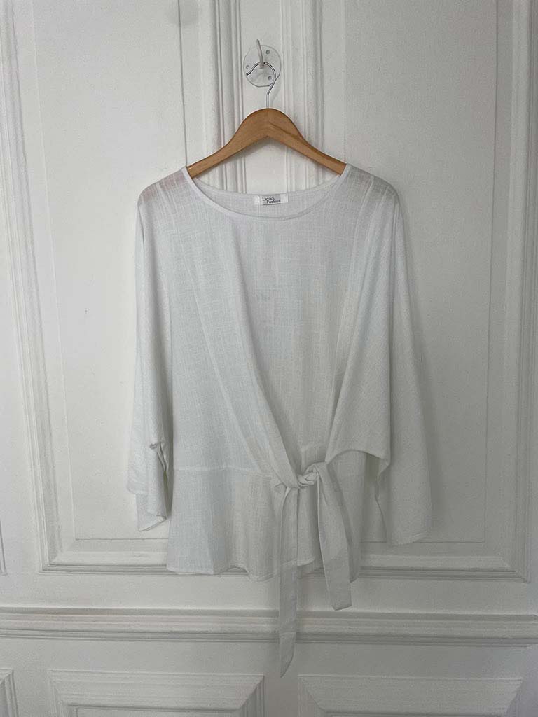 Tie Front Relaxed Top - White