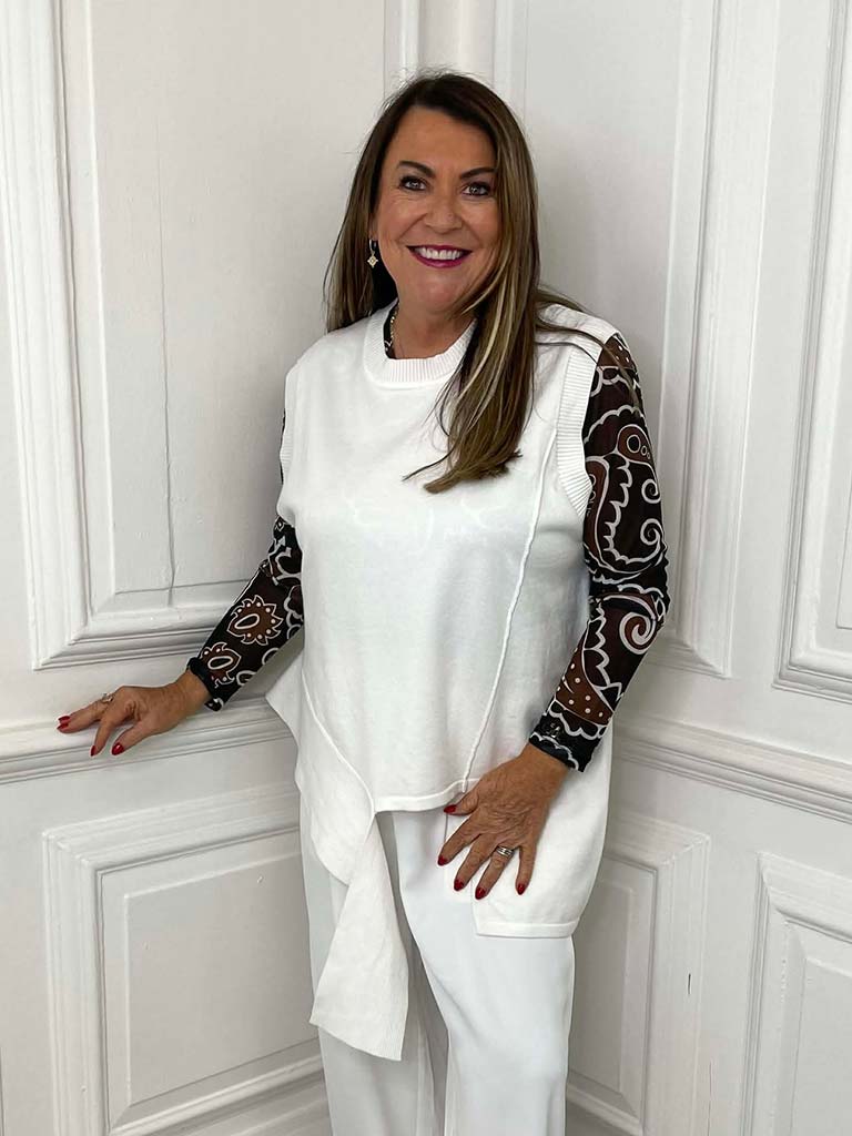 Malissa J Jigsaw Tank Knit - Warm White