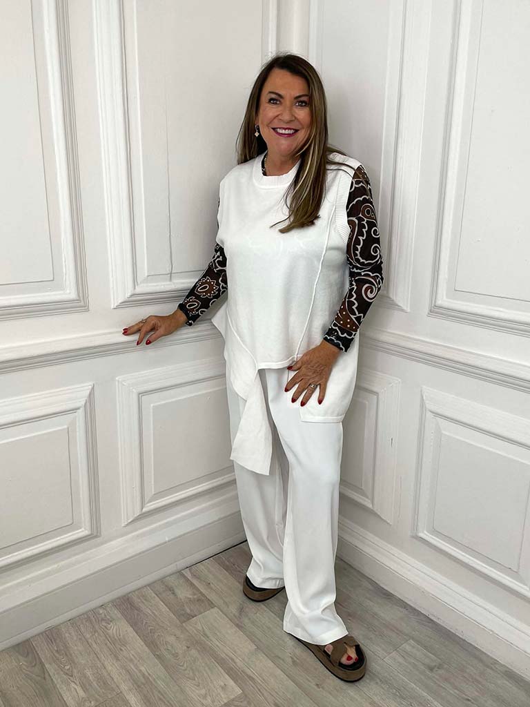 Malissa J Jigsaw Tank Knit - Warm White