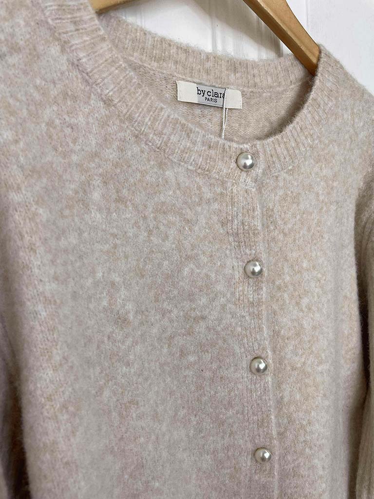 Ruffle Cuff Cardigan - Stone