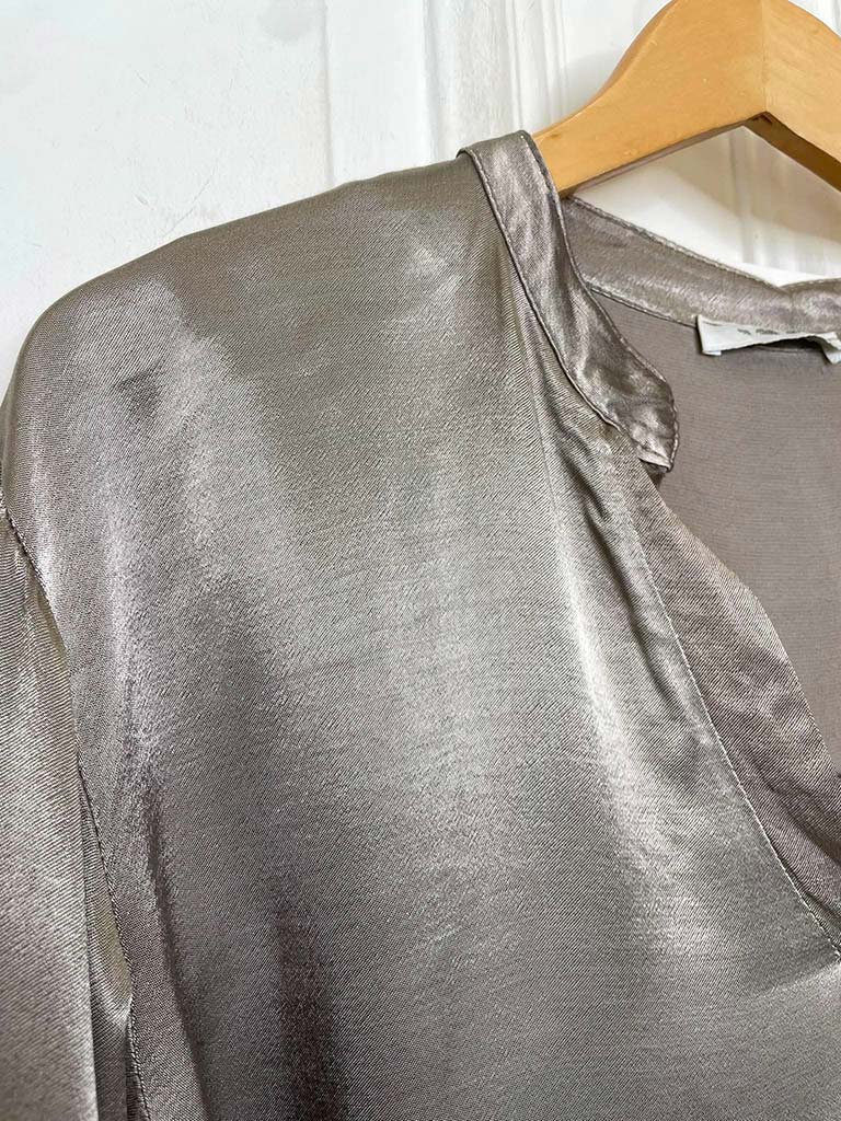 Silk Feel Bell Sleeve Blouse - Mink
