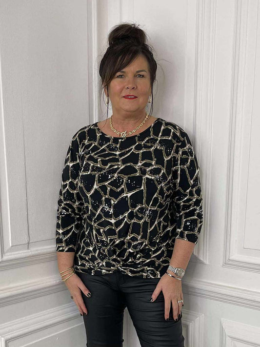 Malissa J Animal Shimmer Knot Top