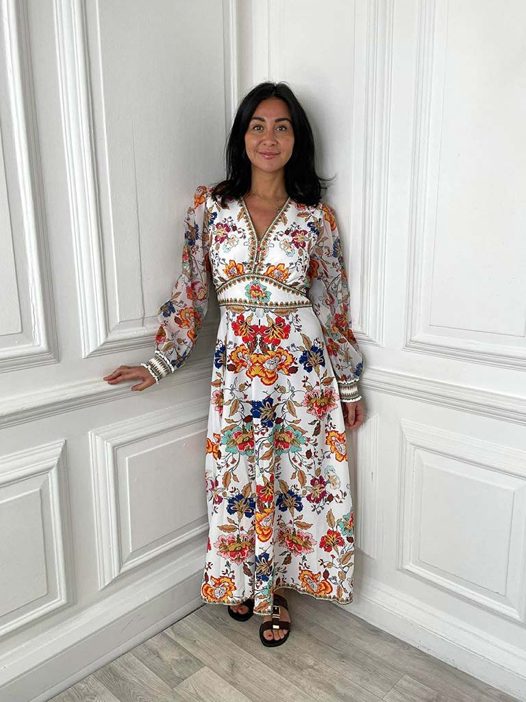 Romantic Floral Long Sleeve Maxi Dress