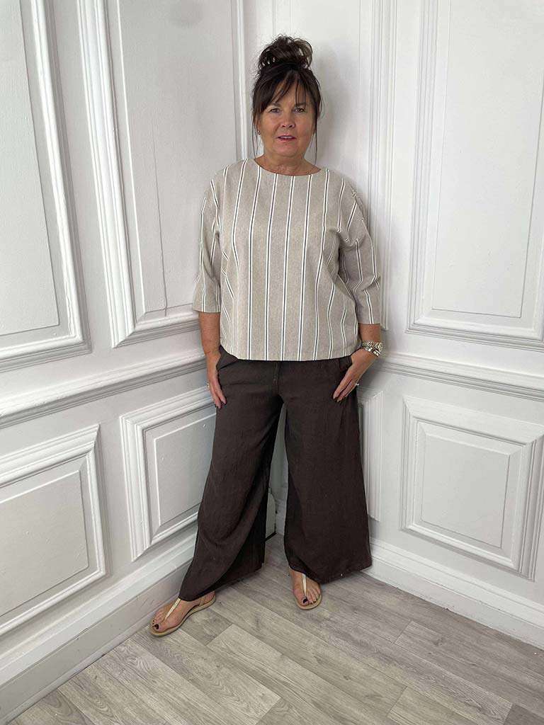 Pinstripe Button Top
