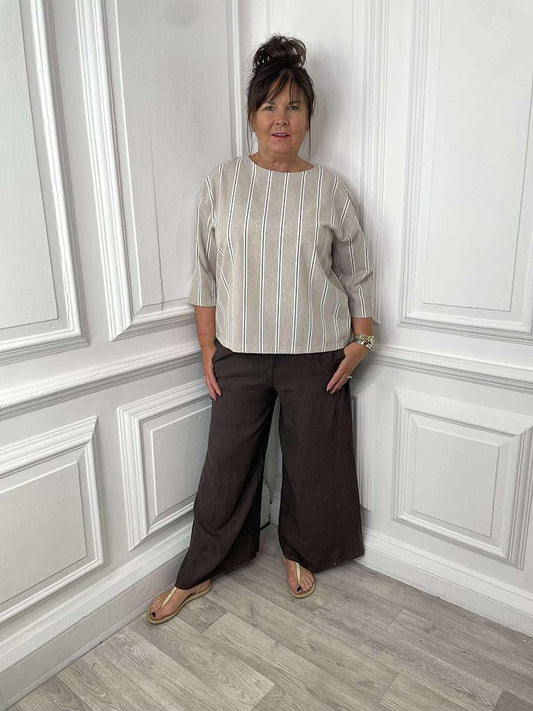 Pinstripe Button Top