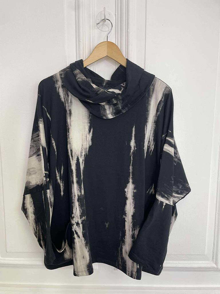 Tie Dye Pocket Top - Black & Stone