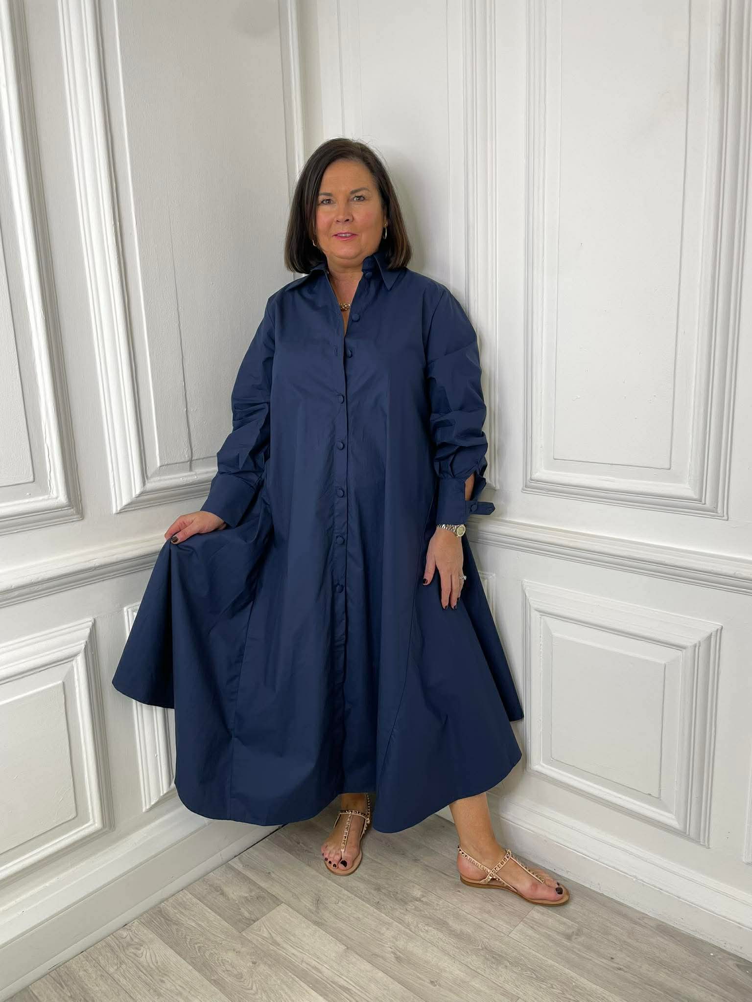 Tailored Shirt Dress - Navy