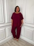 Asymmetric Flower Co-ord - Plum