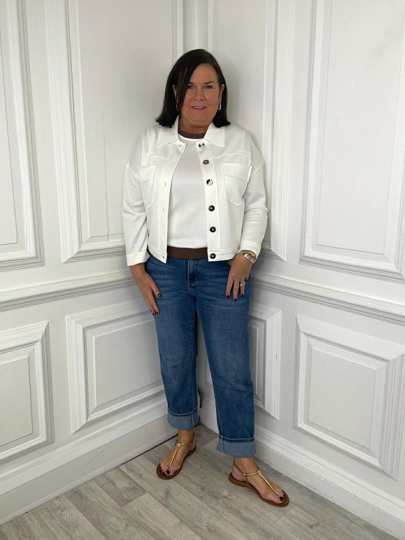 Malissa J Luxe Jersey Shirt Jacket - Warm White