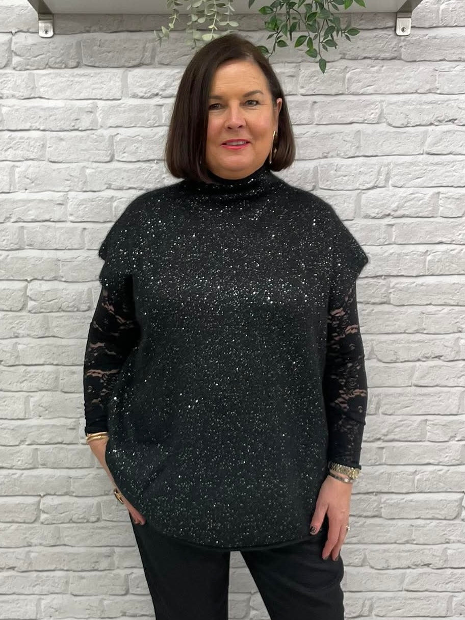 Malissa J Sequin Tank Knit - Black