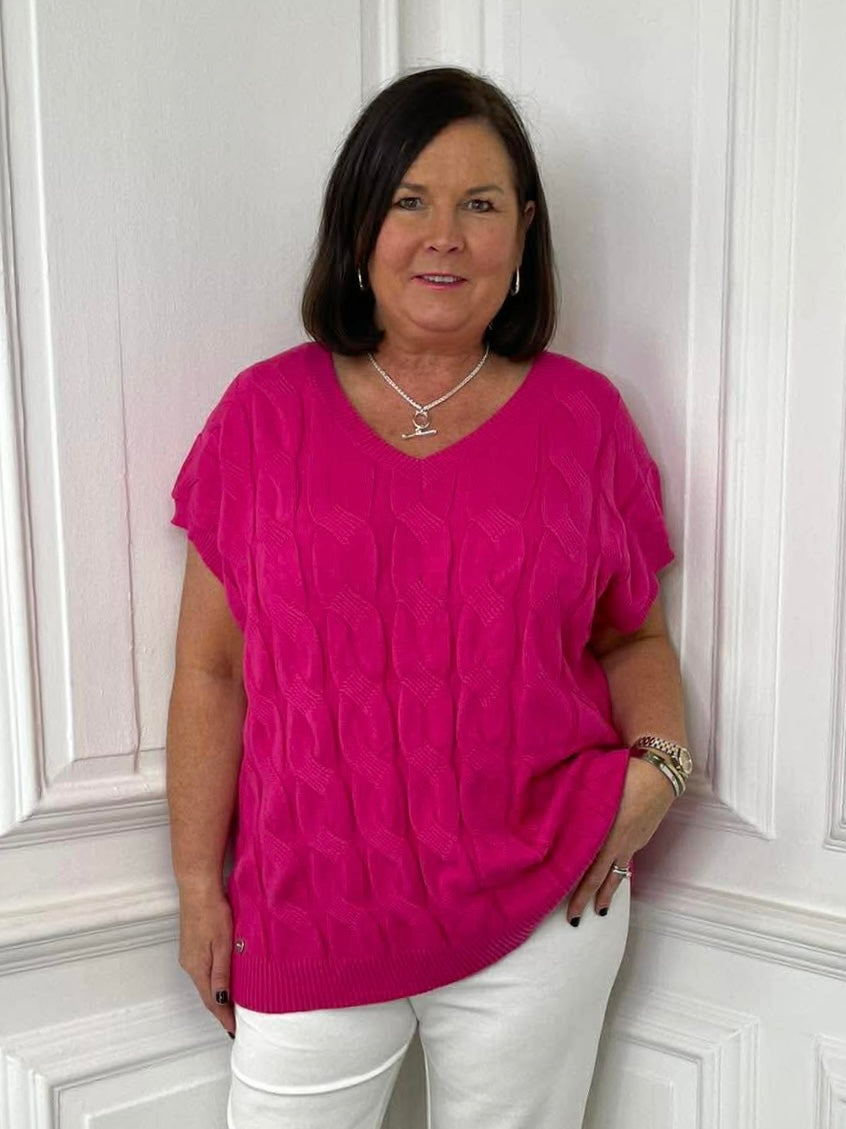 Malissa J Cable Tank Knit - Pink