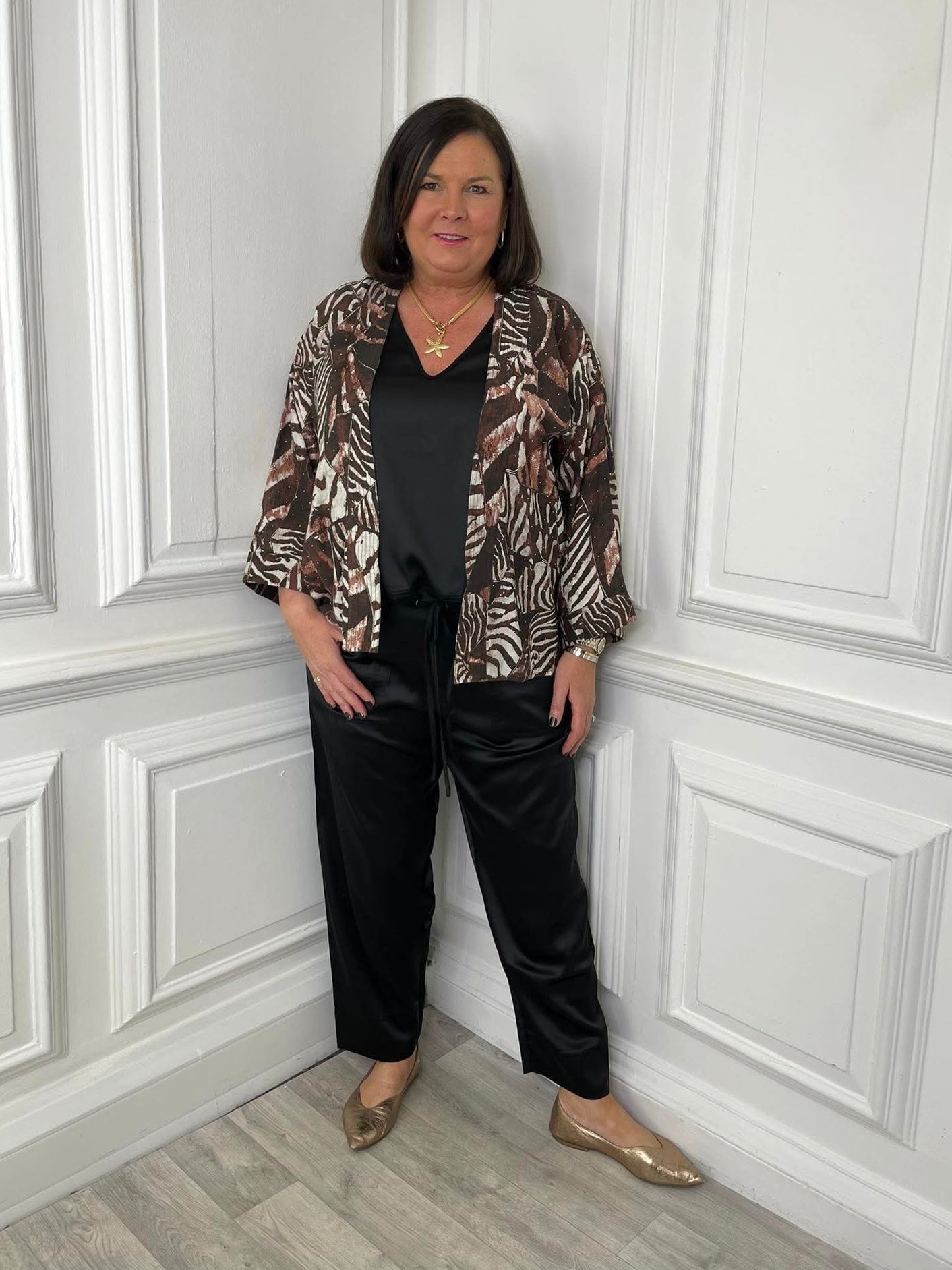 Malissa J Animal Print Short Kimono