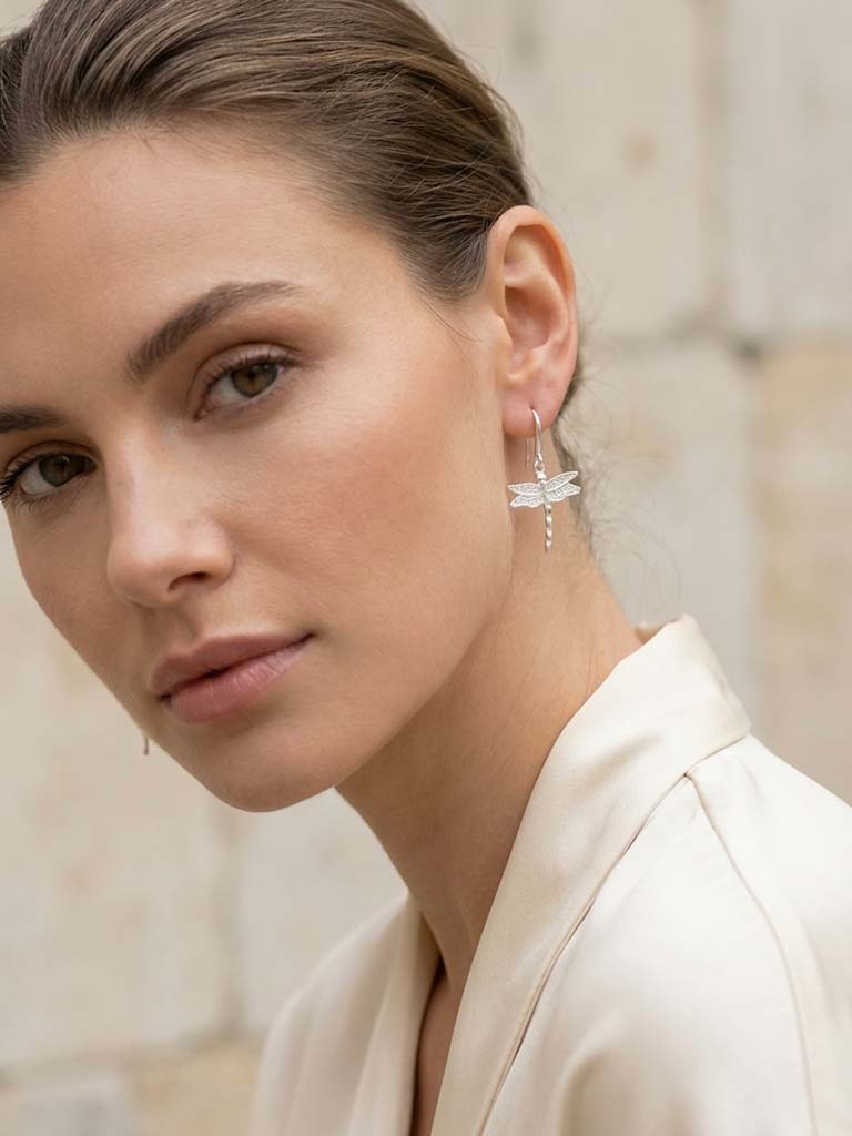 Envy Dragonfly Earrings - Silver