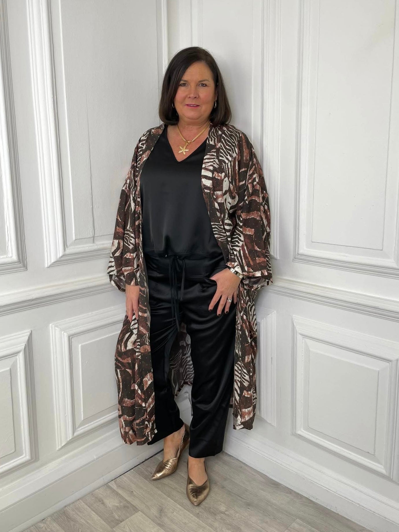 Malissa J Animal Print Long Kimono