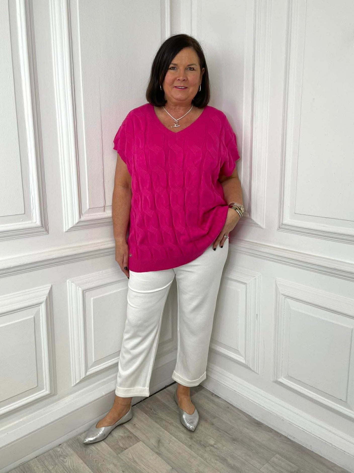 Malissa J Cable Tank Knit - Pink