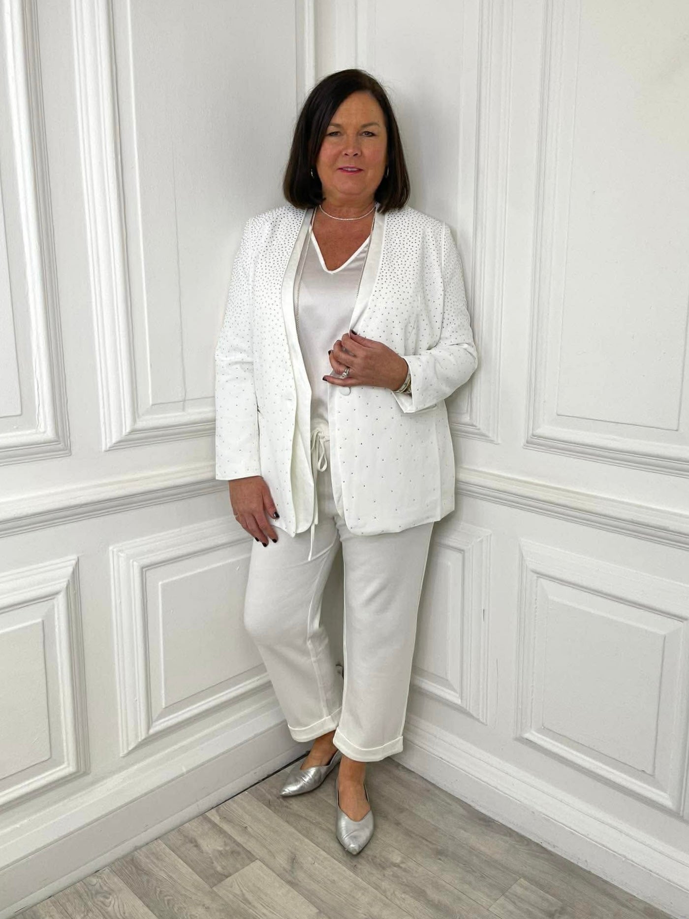 Malissa J Jersey Cuffed Cigarette Trousers - White