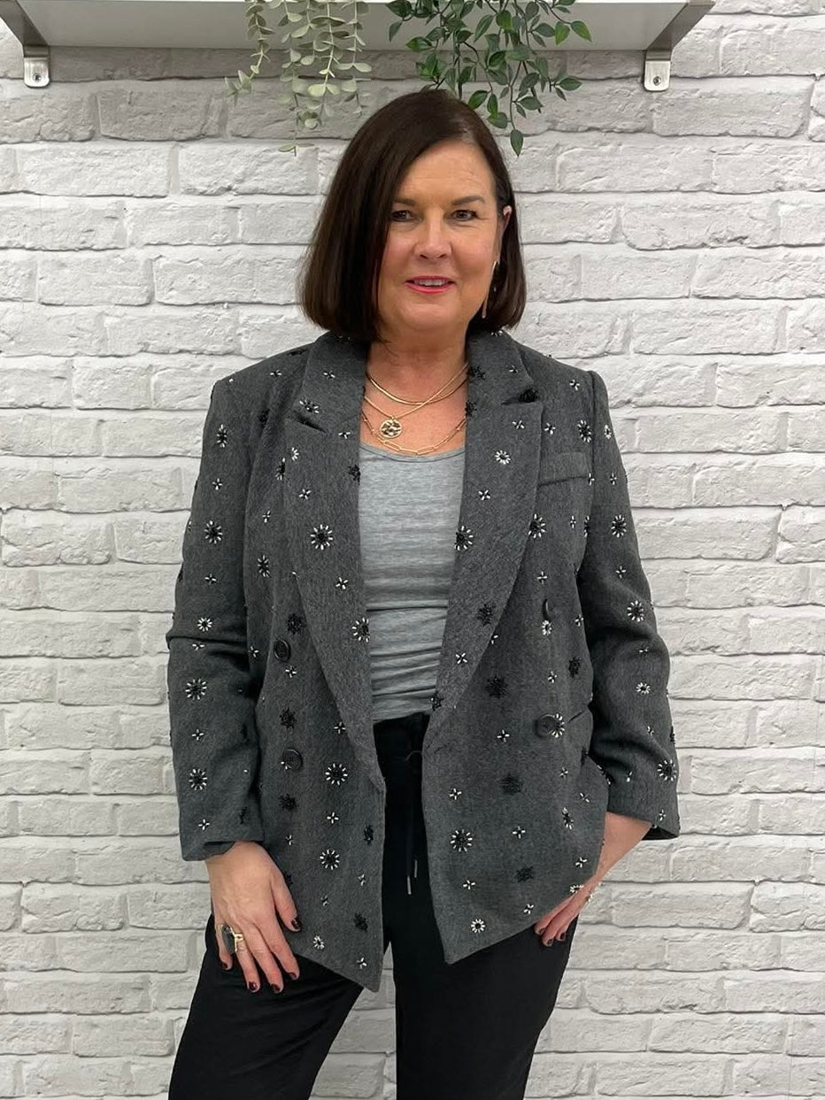 Malissa J Beaded Blazer - Grey
