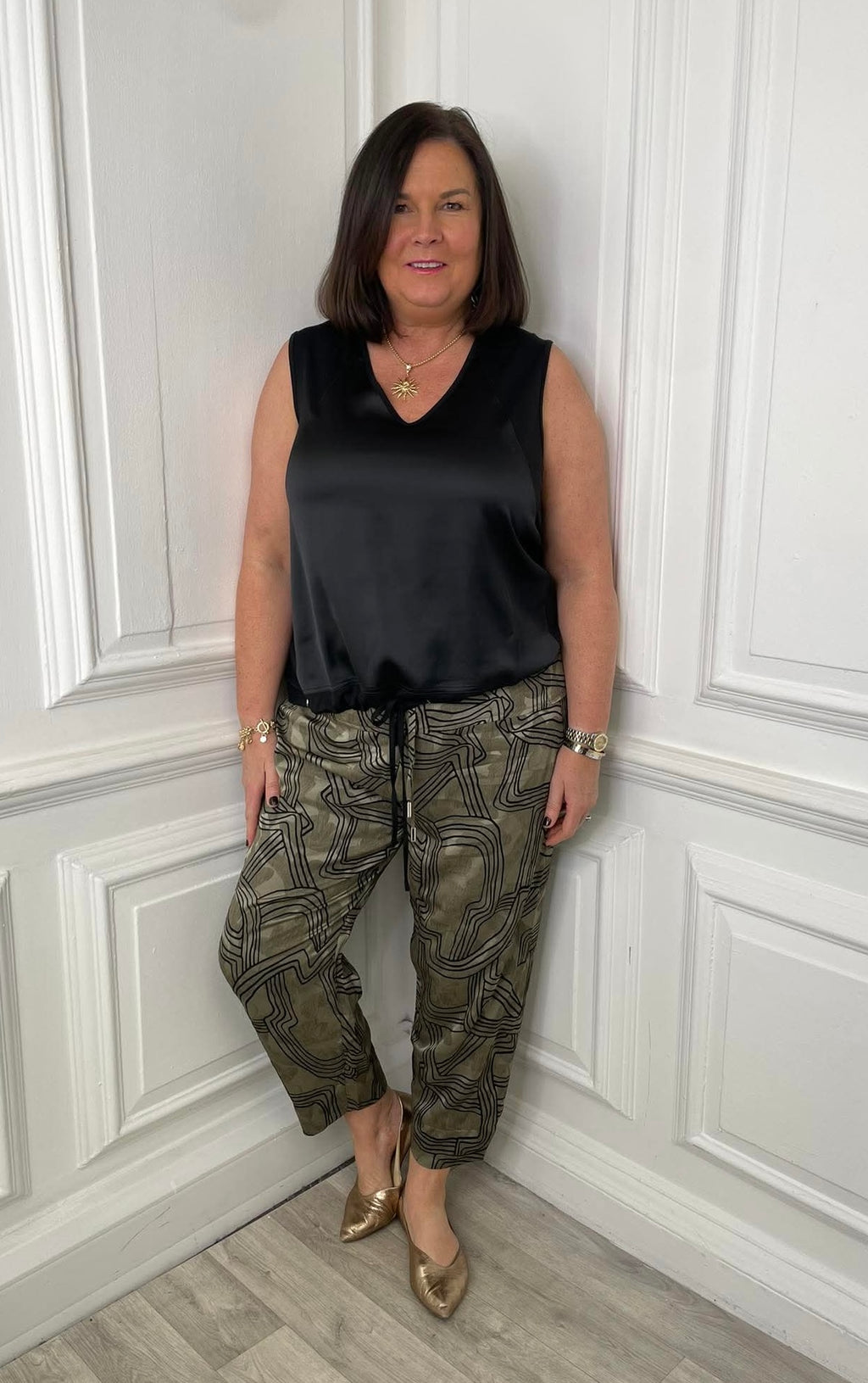 Malissa J Abstract Fisherman Trousers - Taupe