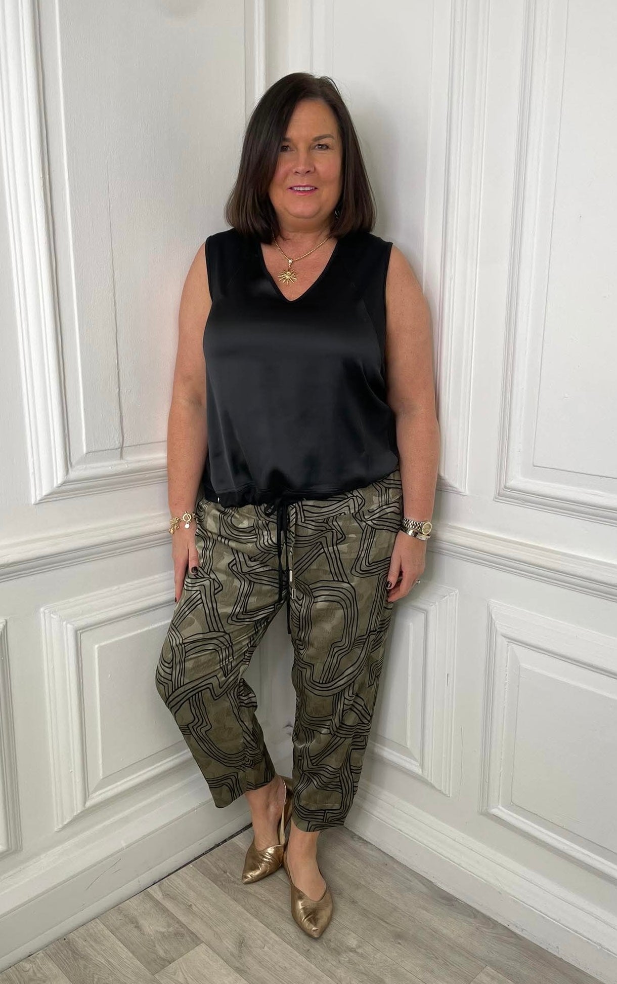 Malissa J Abstract Fisherman Trousers - Taupe