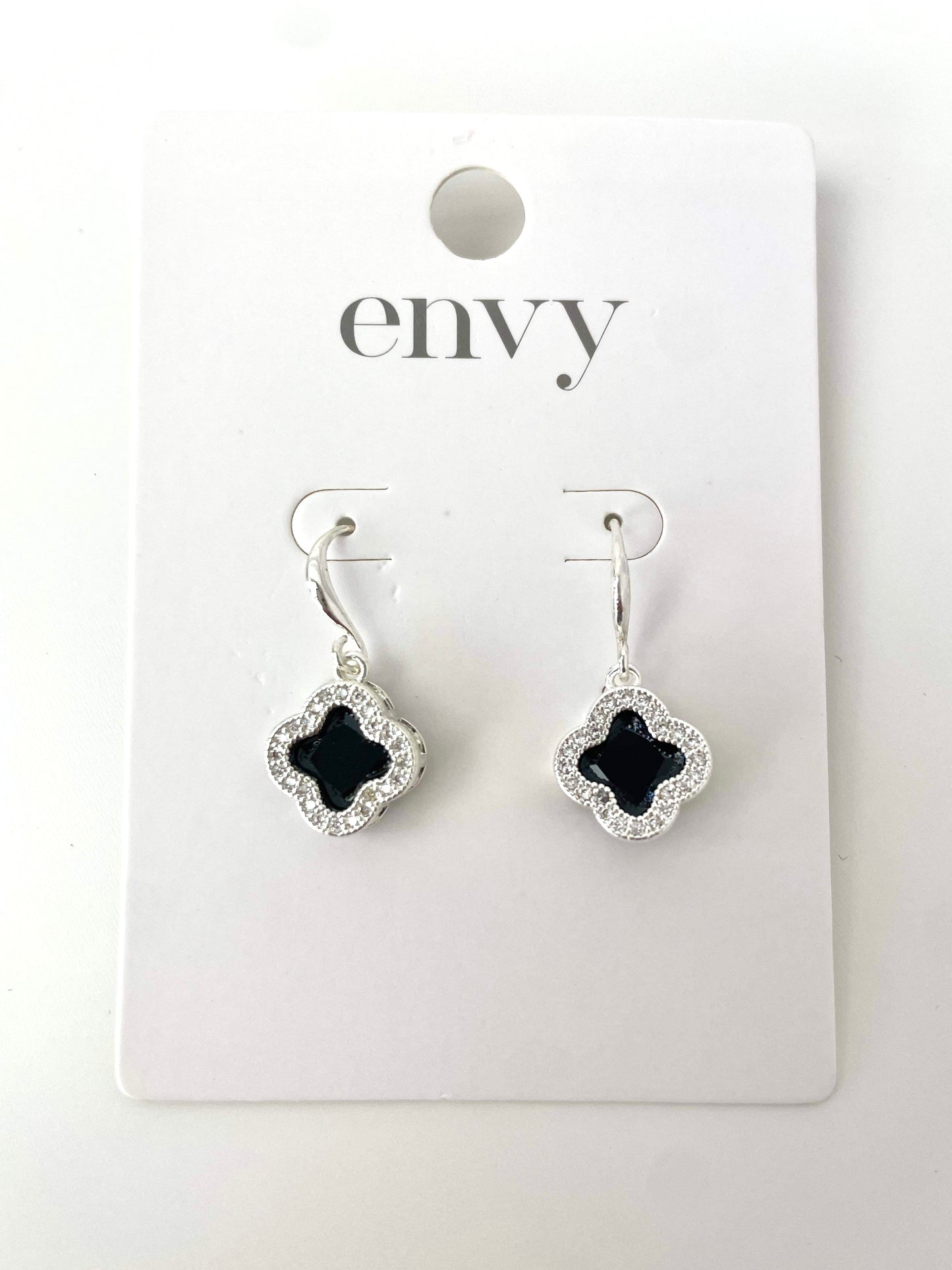 Envy Alhambra Embellished Earrings - Silver & Black