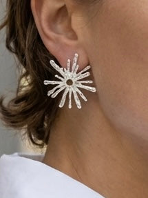 Envy Flower Burst Earrings - Silver