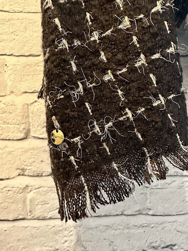 Malissa J Boucle Check Scarf - Chocolate