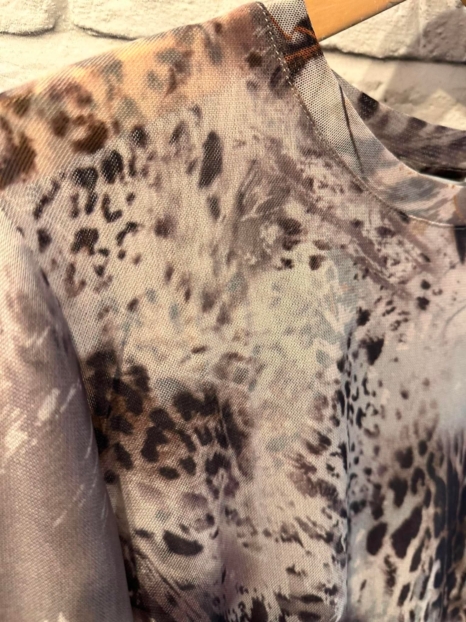 Print Mesh Layering Top - Autumn Leopard