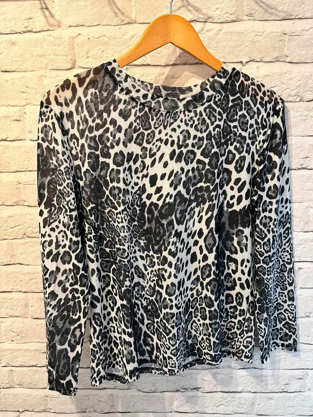 Print Mesh Layering Top - Snow Leopard