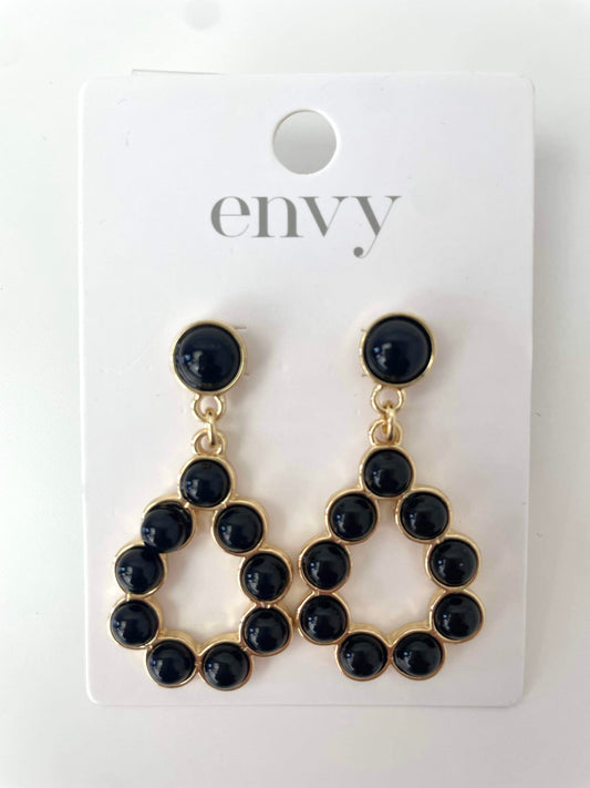 Envy Beaded Drop Earrings - Gold & Black
