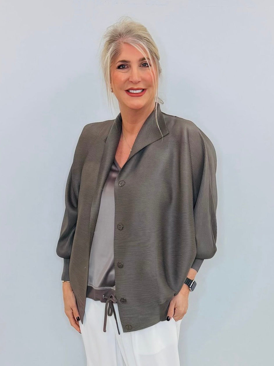 Malissa J Micropleat Jacket - Mushroom