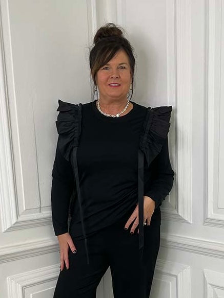 Malissa J Ruffle Shoulder Top - Black
