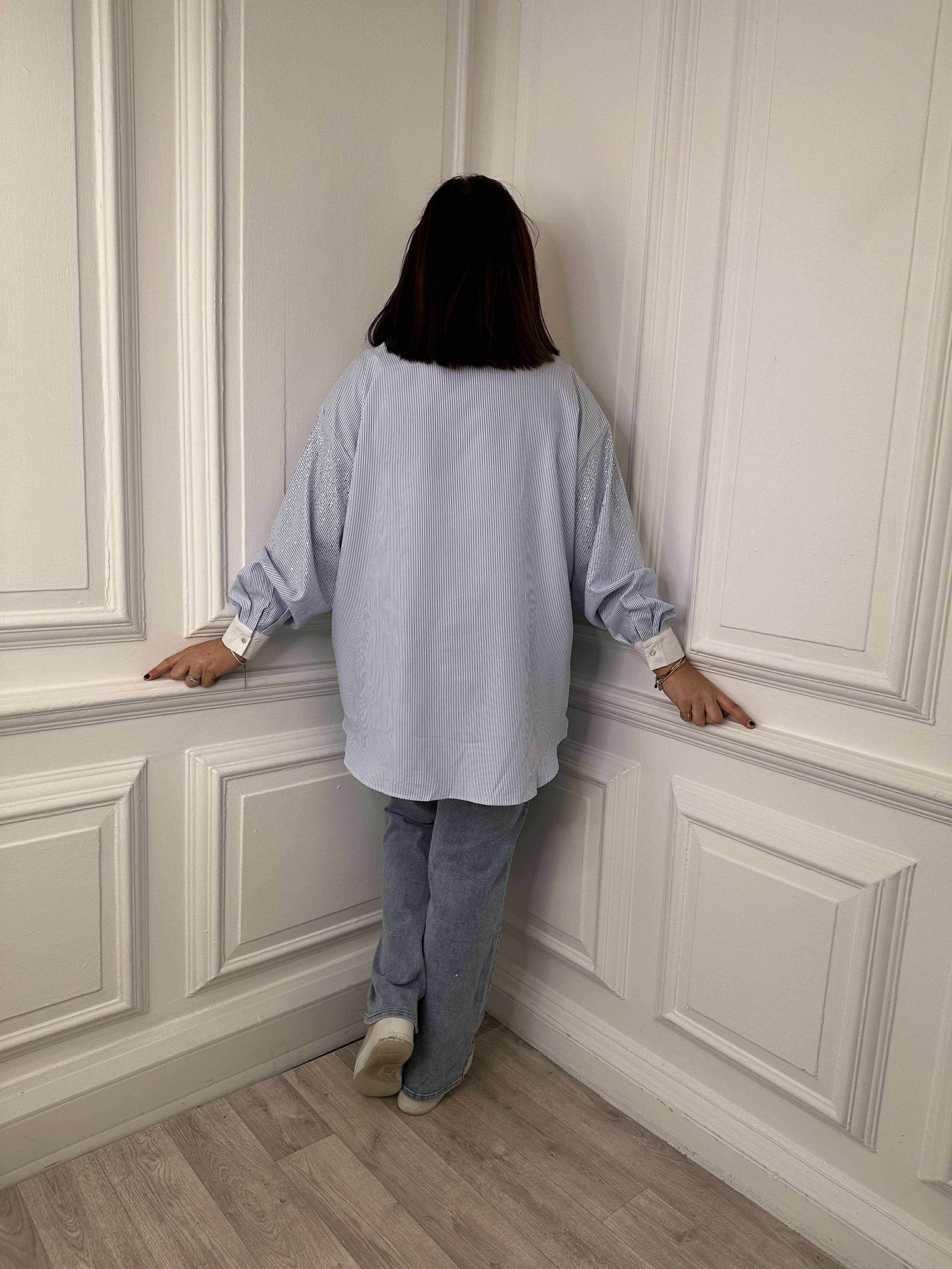 Jewelled Studded Pinstripe Shirt