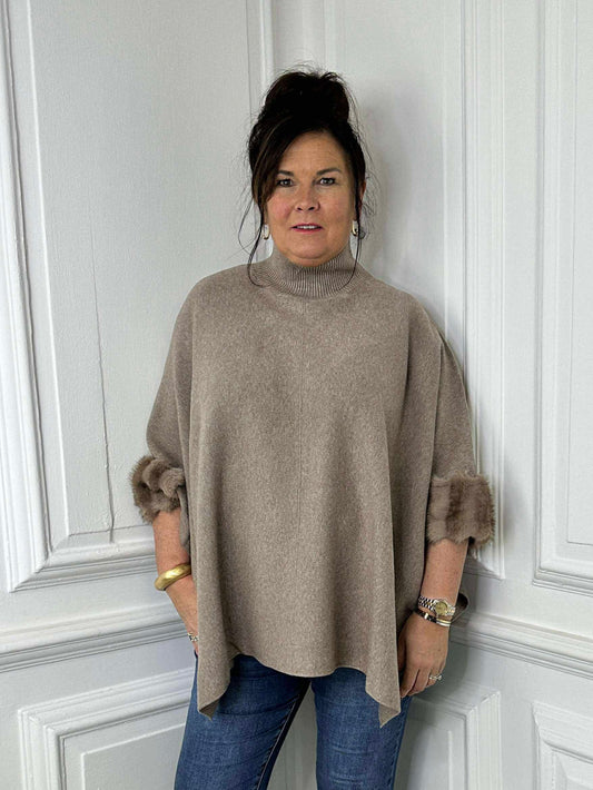 Faux Fur Boxy Knit - Mocha