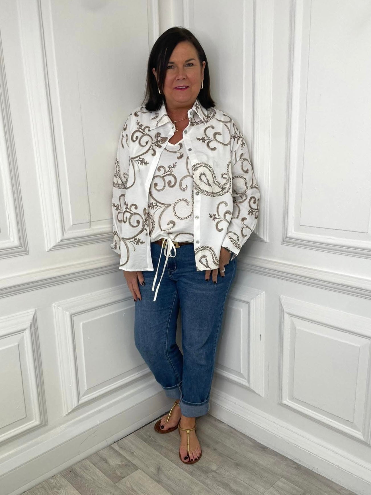 Malissa J Paisley Shirt - White