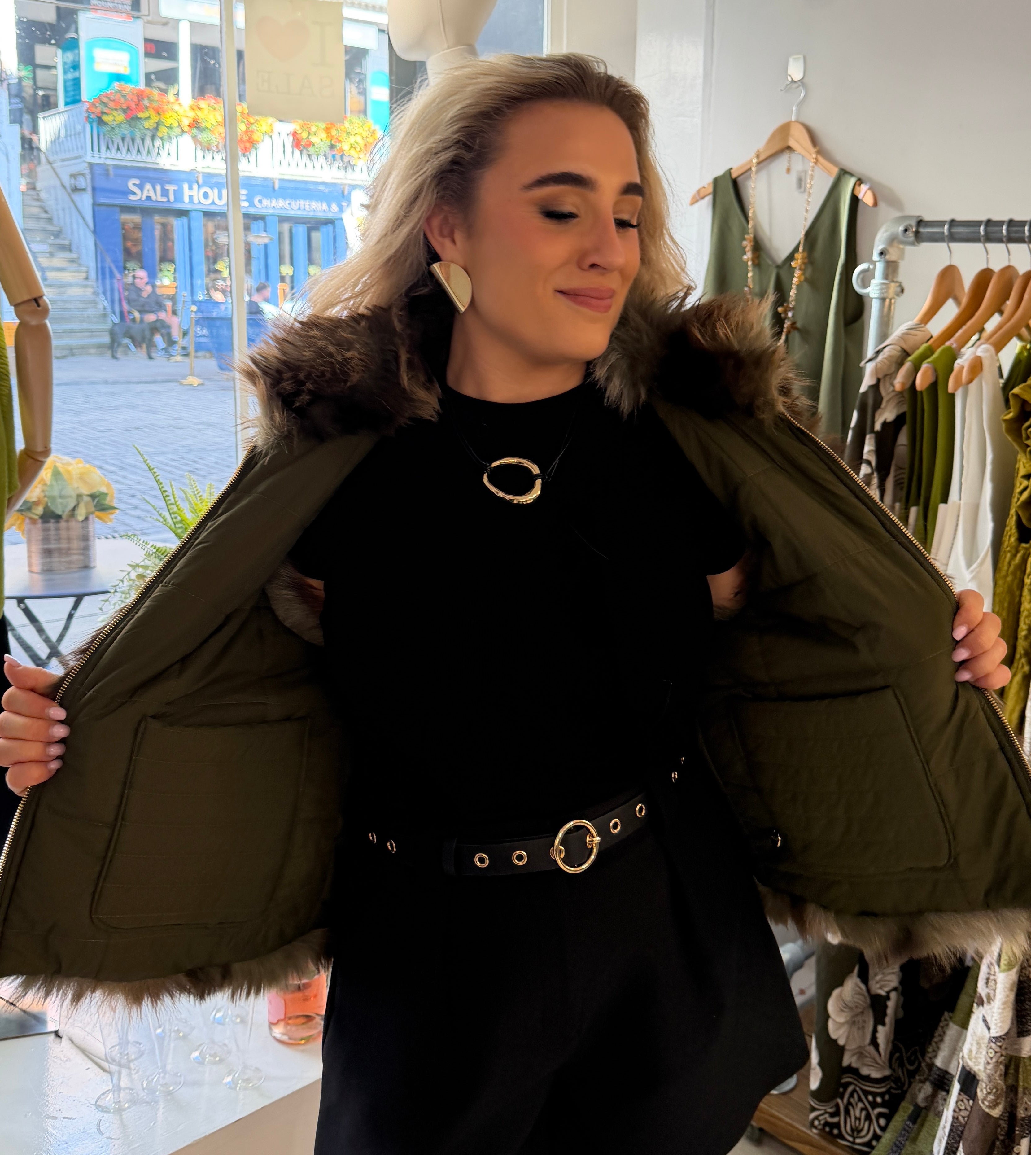 Malissa J Reversible Faux Fur Gilet - Khaki