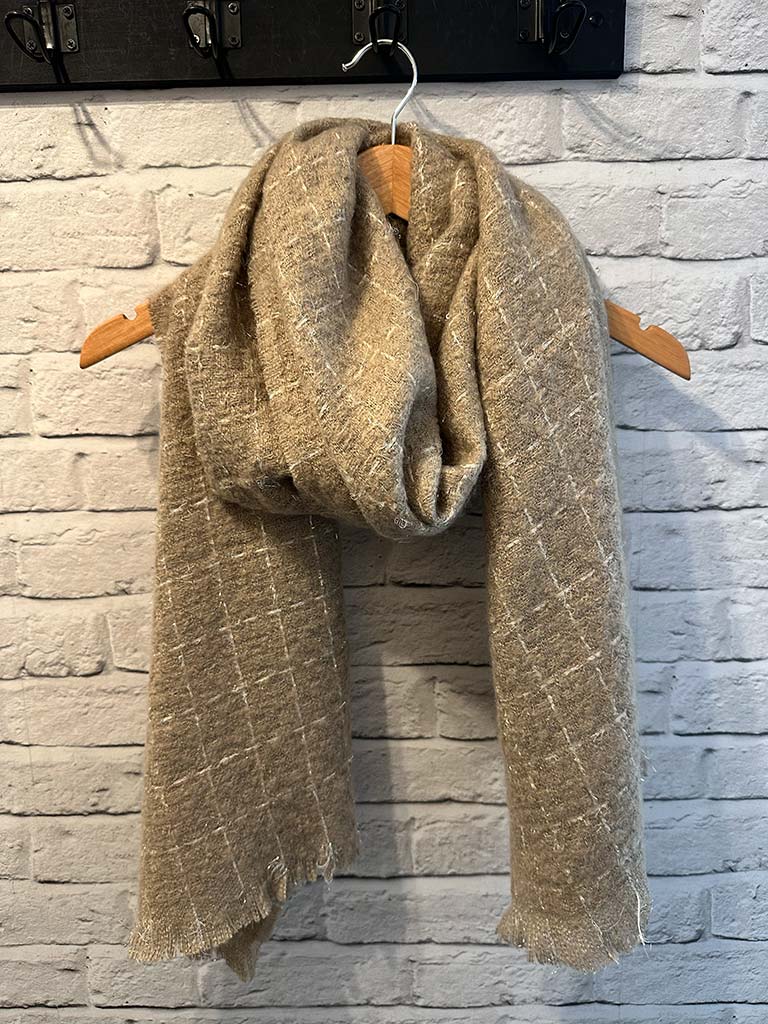 Malissa J Boucle Check Scarf - Stone