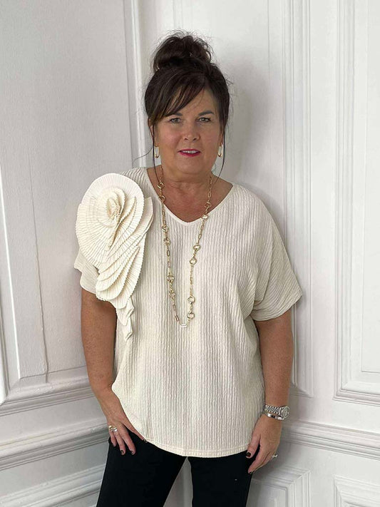 Malissa Corsage Top - Cream