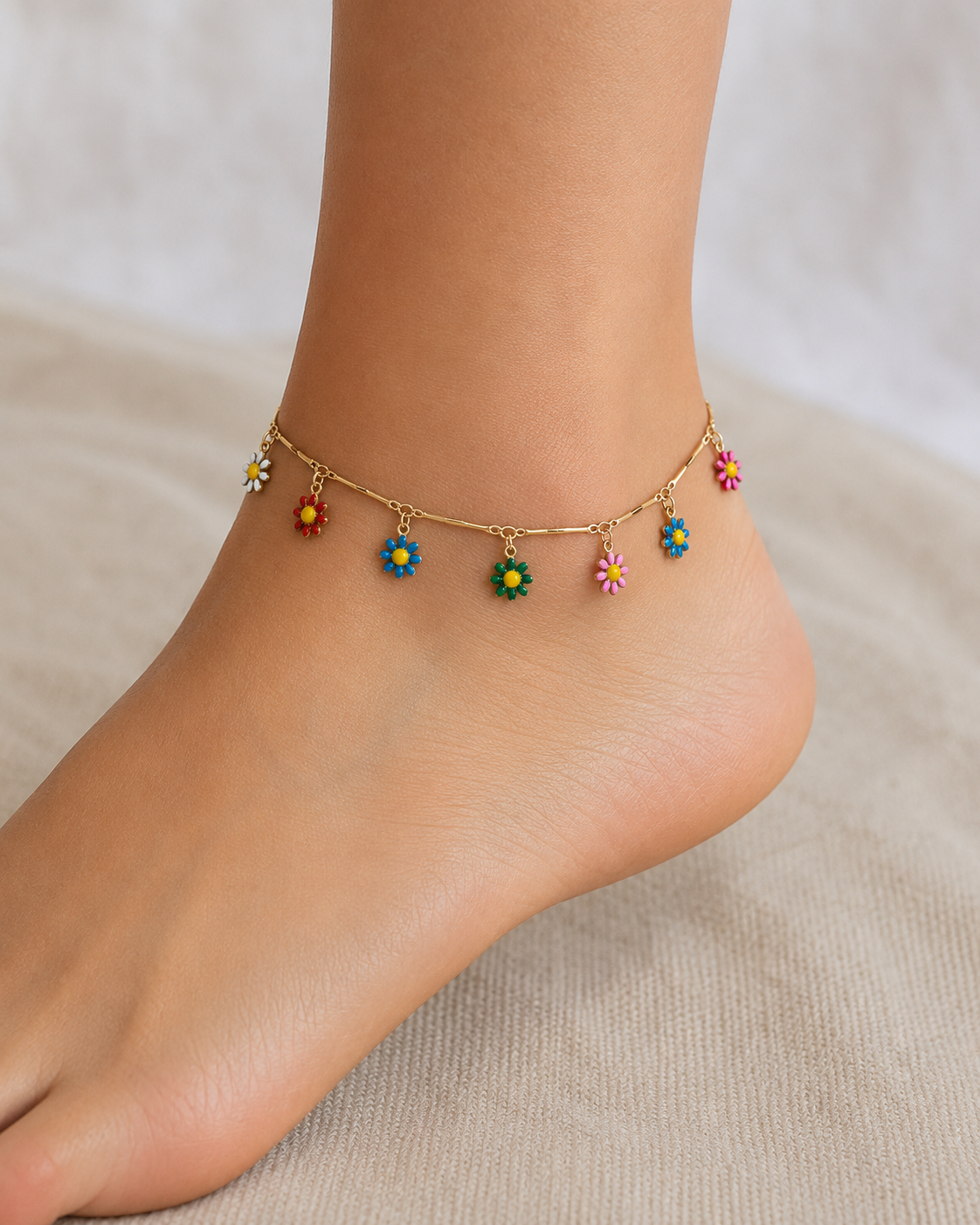 Coloured Flower Anklet