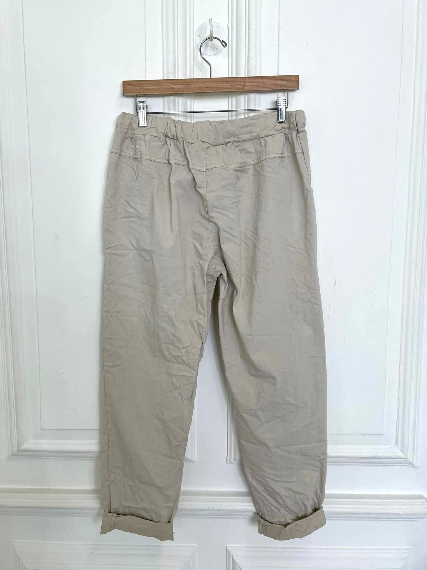 Stretchy Casual Trousers - Stone